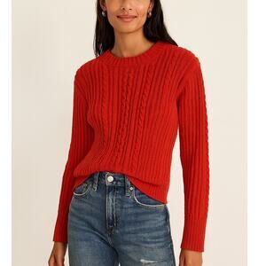 J. Crew Zip Cable Knit Sweater Red